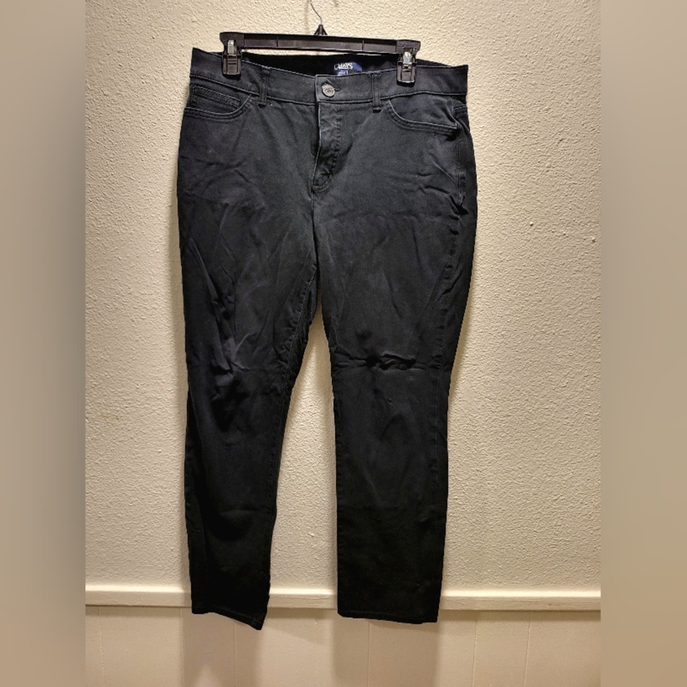 Chaps Women's black faded straight line pants